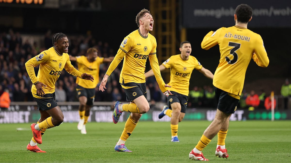 Strand Larsen celebrates scoring the winner.