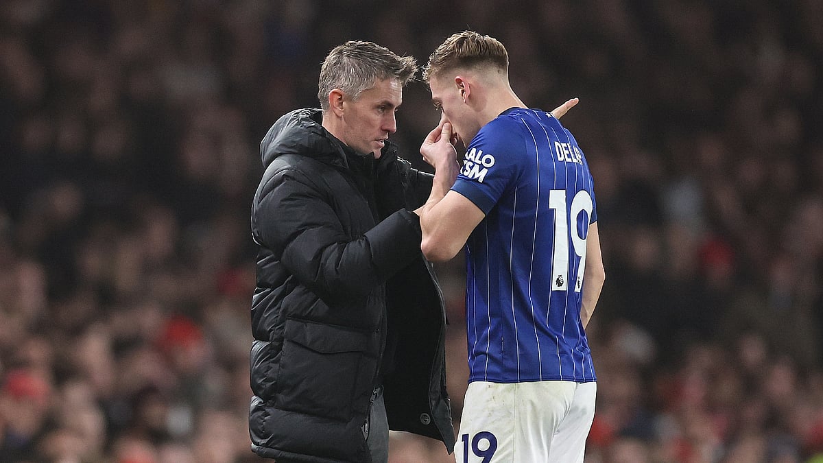 Ipswich Town boss Kieran McKenna with striker Liam Delap.