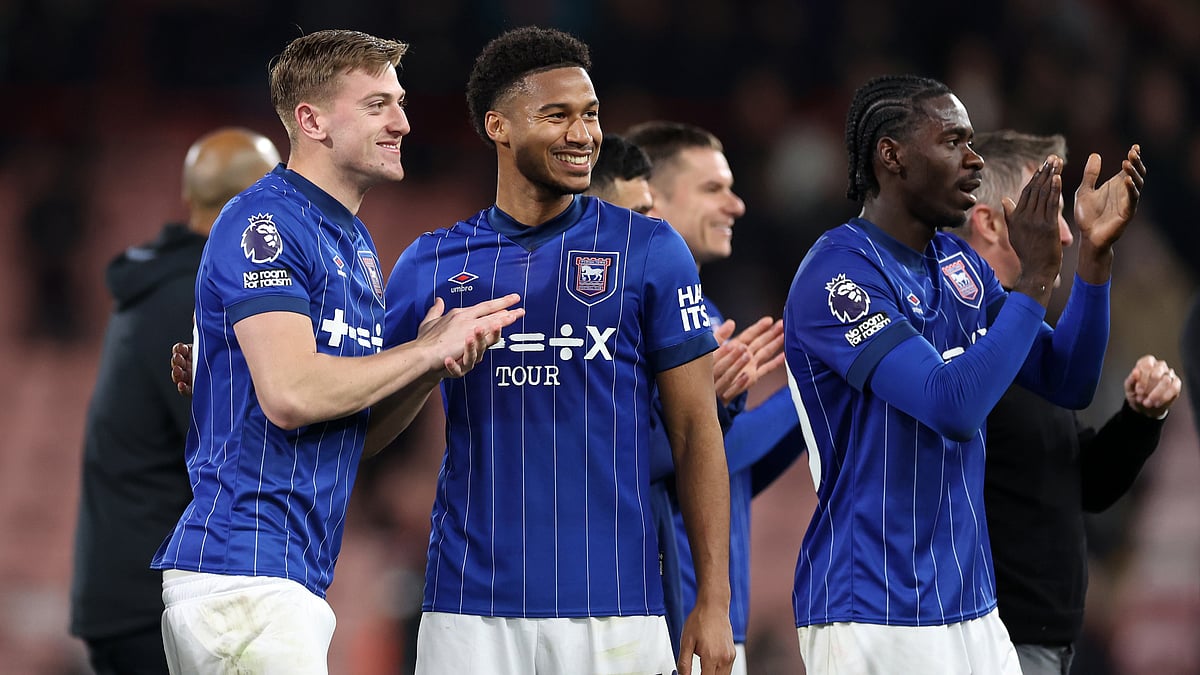 Liam Delap and Jens Cajuste celebrate Ipswich Town's win over AFC Bournemouth.