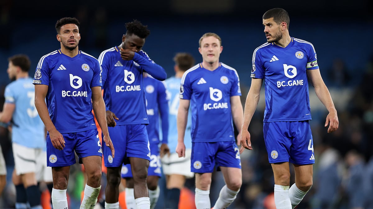 Leicester City's players look dejected after their latest defeat
