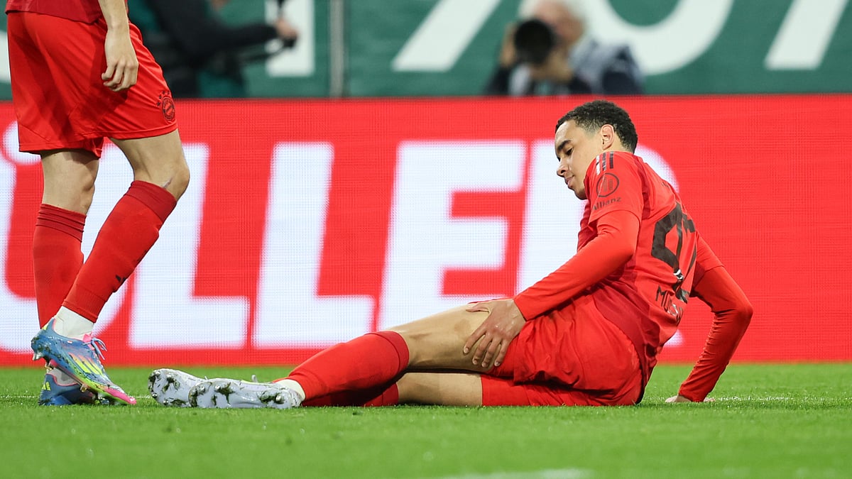 Jamal Musiala went off injured in Bayern Munich's win over Augsburg