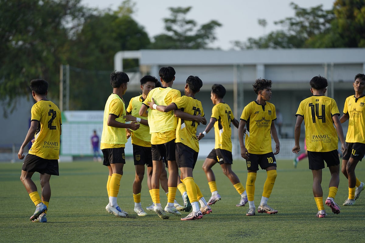 Special Arrangement : Classic FA players celebrate scoring a goal during the RFDL 2024-25 National Group Stage in Mumbai.