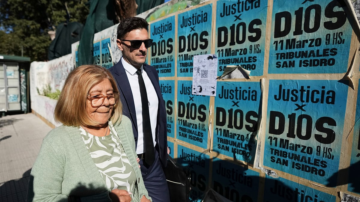 | AP Photo/Rodrigo Abd : Rita Maradona, the sister of late Diego Maradona, arrives at court to testify in a trial of the medical team that treated her brother in San Isidro, on the outskirts of Buenos Aires, Argentina on April 3, 2025.