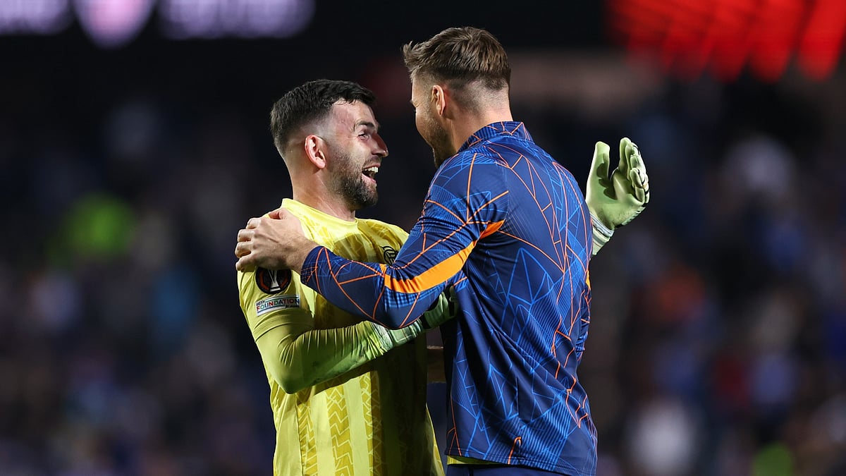Liam Kelly celebrates with Jack Butland