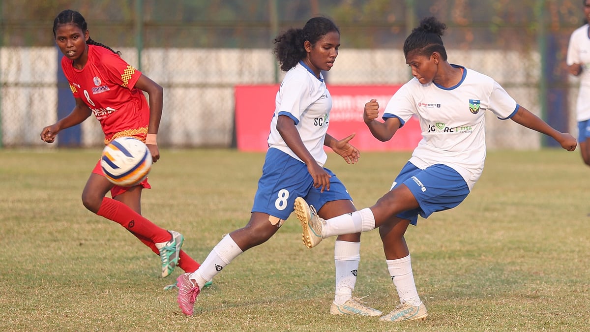Special Arrangement : Action from the Odisha vs Kerala game in the under-17 girls' national finals.