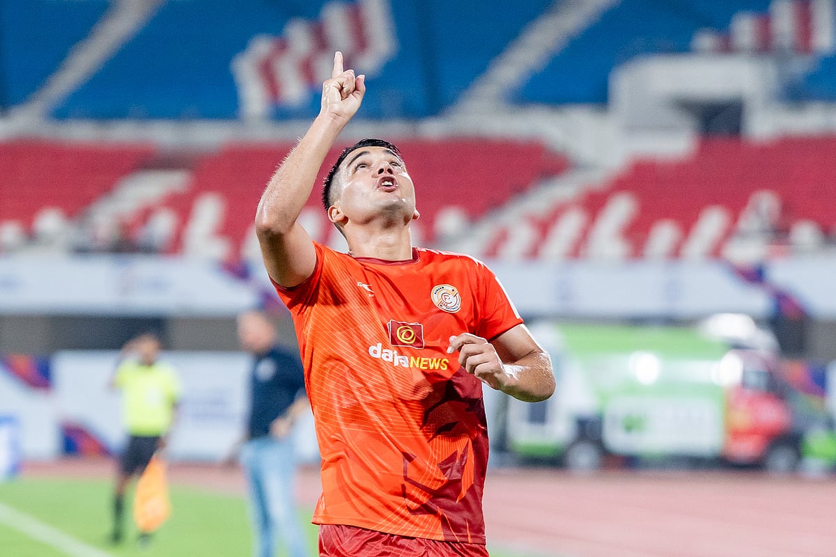 AIFF Media : Punjab FC player celebrating his goal against Odisha FC.