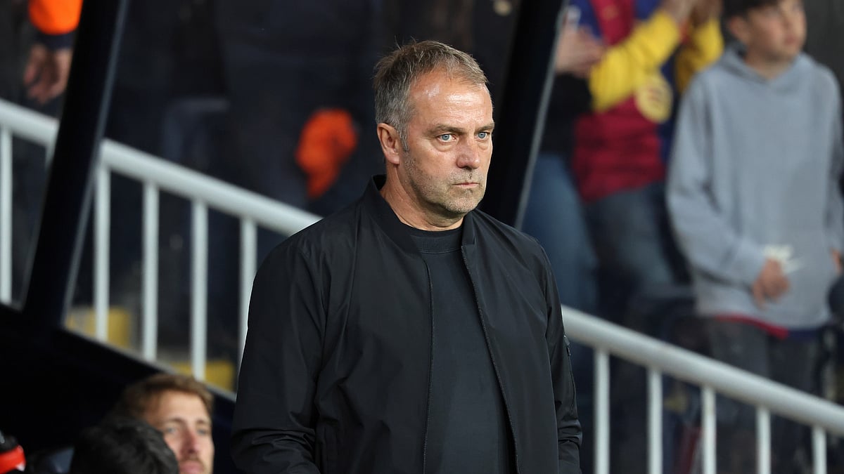 Hansi Flick during Barcelona's 1-0 win over Mallorca