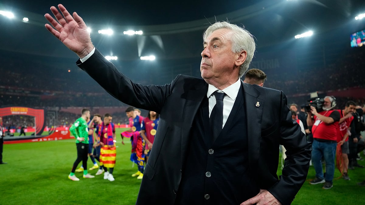 Carlo Ancelotti pictured after the Copa del Rey final.