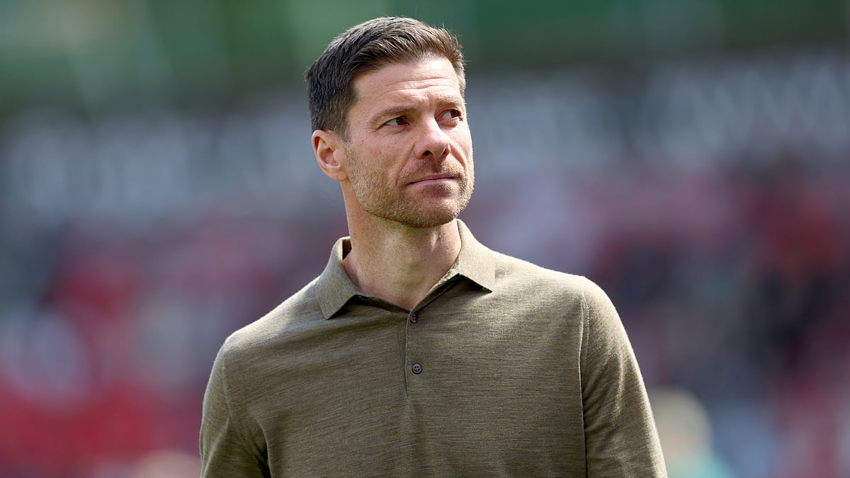 Xabi Alonso pictured after Bayer Leverkusen's win on Saturday