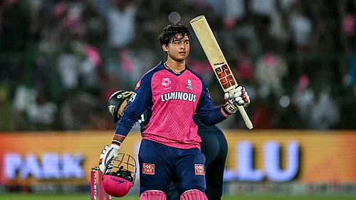 | Photo: File : Rajasthan Royals Vaibhav Suryavanshi in action against Gujarat Titans during IPL 2025 match 45 at Sawai Mansingh Stadium, Jaipur, on April 28, 2025.
