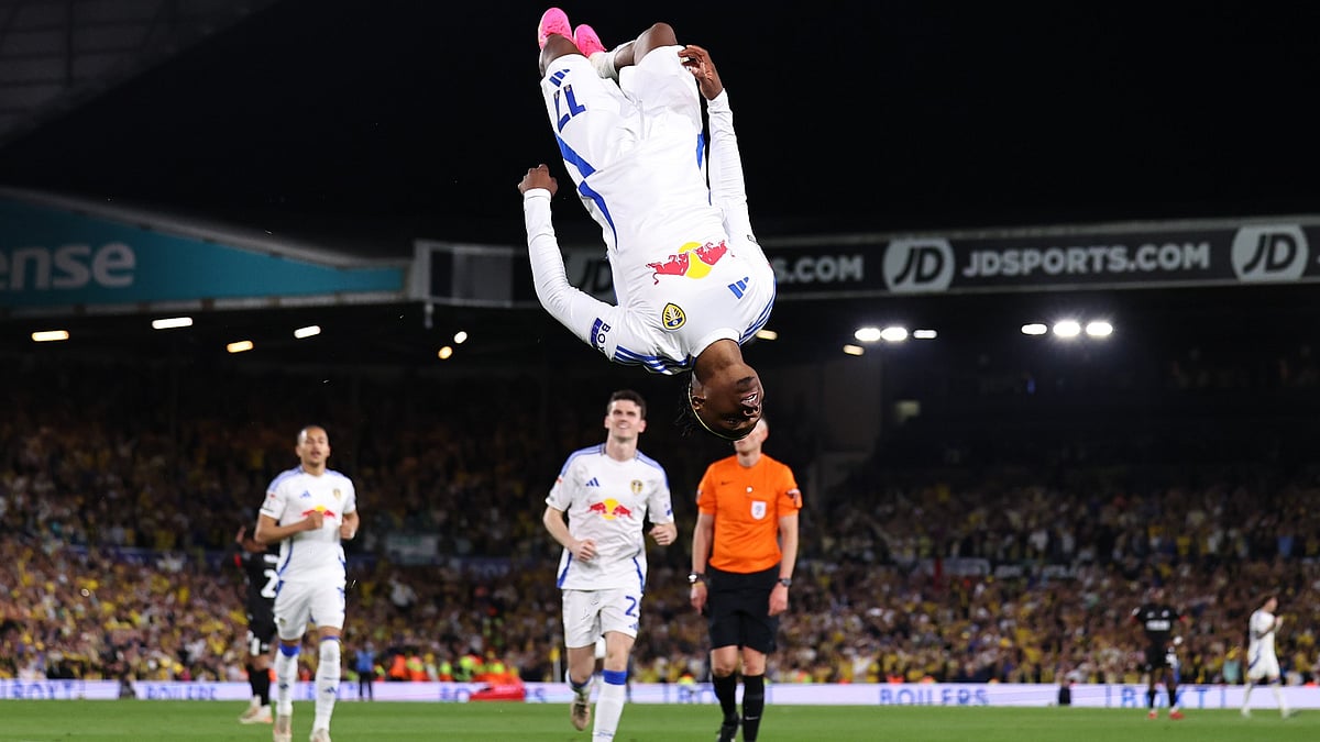 Leeds United's Largie Ramazani celebrates after scoring one his goals against the visiting Bristol City at Elland Road.