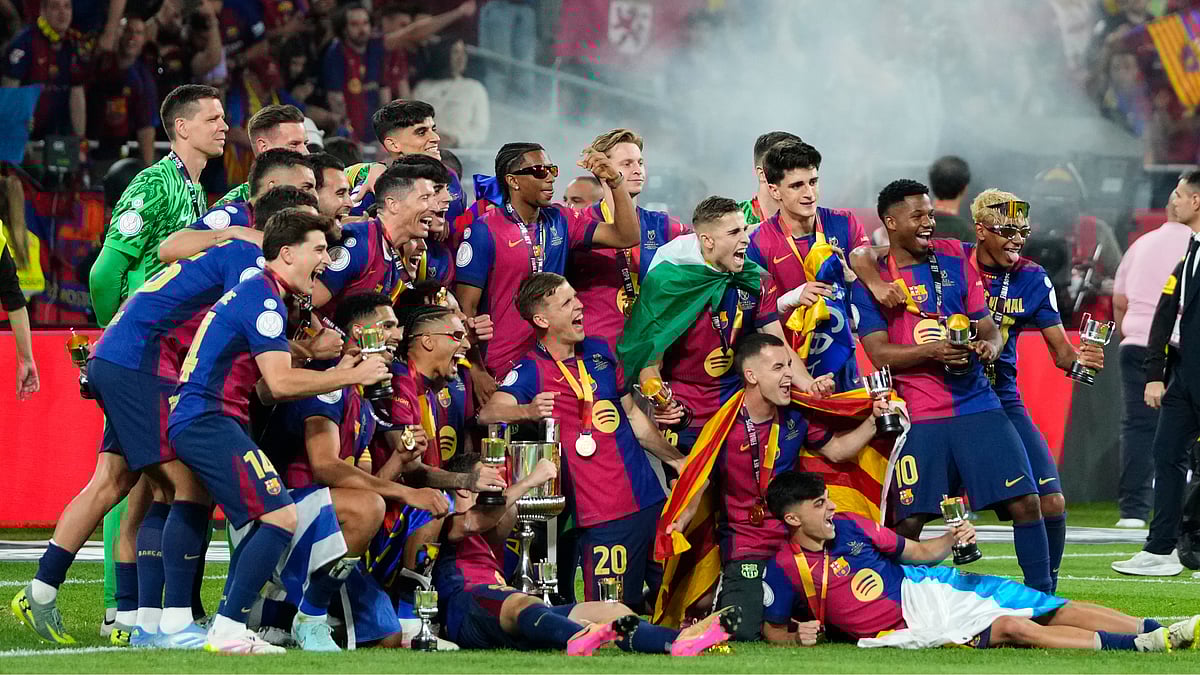 Barcelona celebrate their Copa del Rey victory