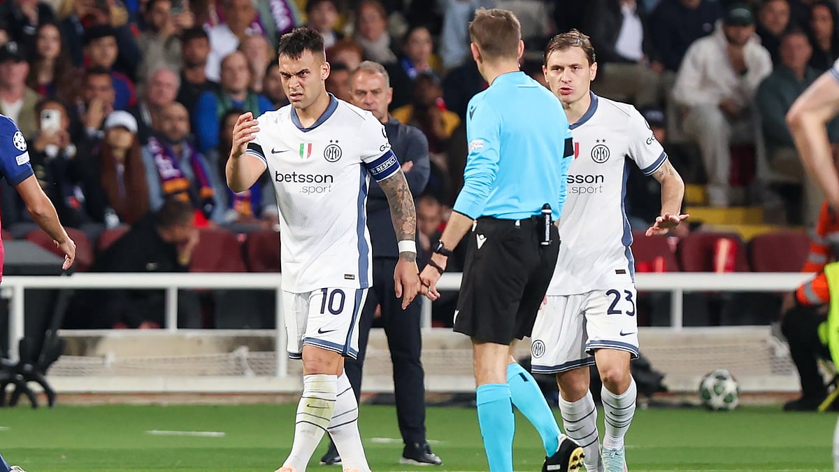 Lautaro Martinez was injured during the first half of Wednesday's game.