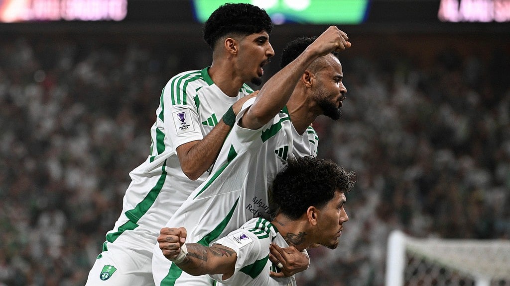 Photo: AP : Al-Ahli players celebrate after their teammate Franck Kessie scored his side's second goal during to the AFC Champions League Elite final against Kawasaki Frontale.
