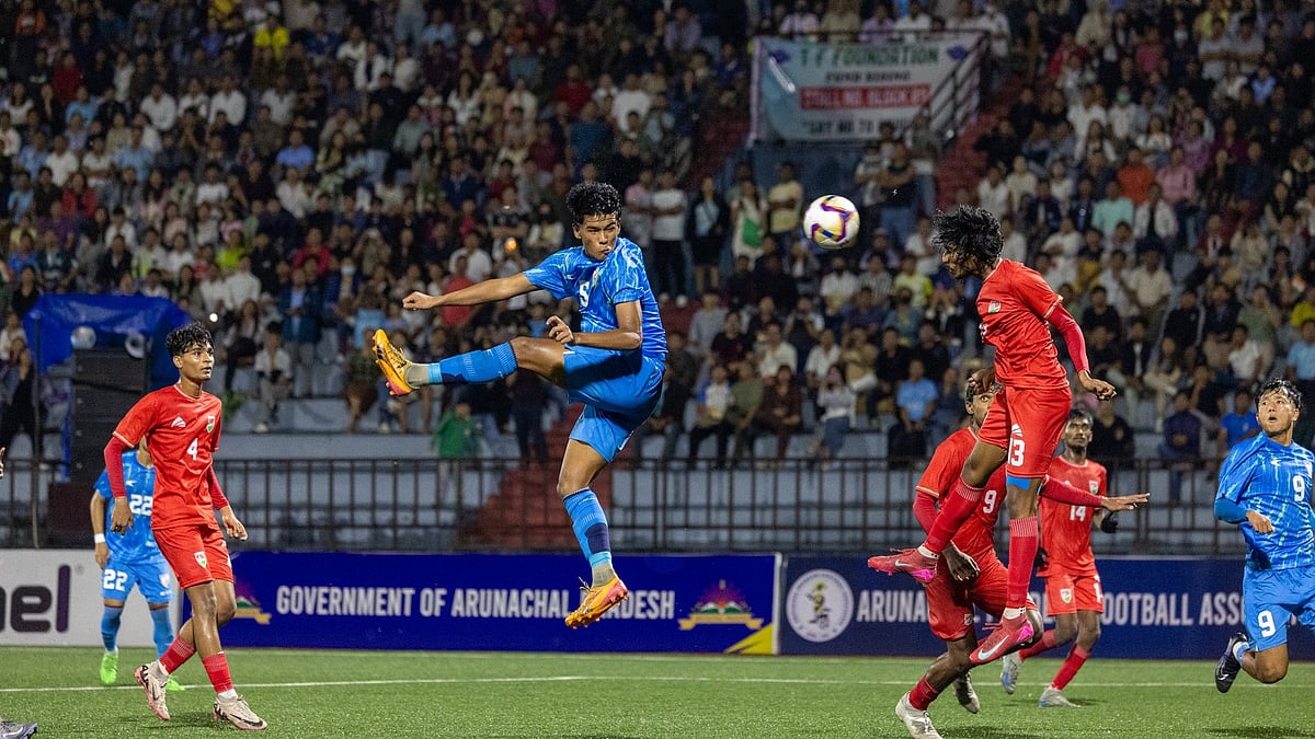 Photo: X | Indian Football Team : India U-19 Vs Maldives U-19 semi-final match of the SAFF U-19 Championships 2025.