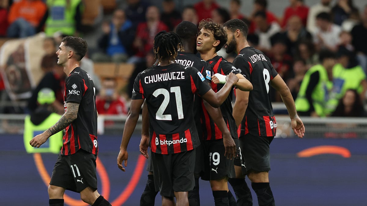 AC Milan celebrate their win over Monza