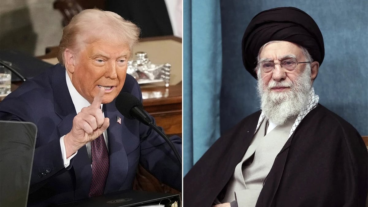 AP : US President Donald Trump (L) and Irans Supreme Leader Ayatollah Ali Khamenei (R)