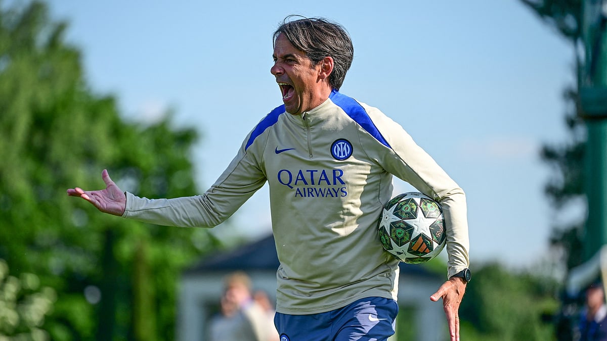Simone Inzaghi during Inter training