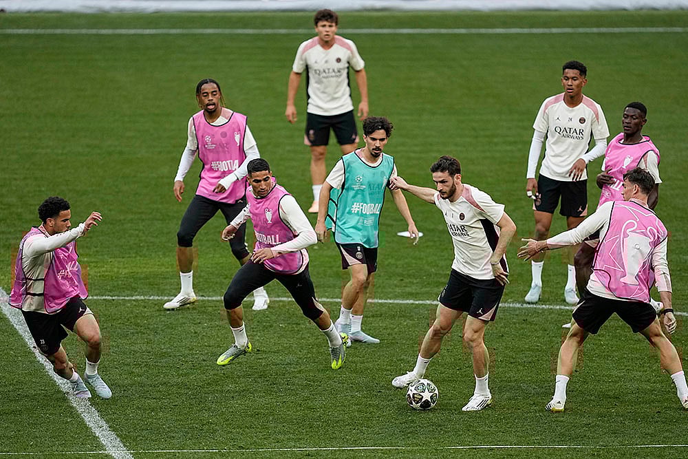 | Photo: AP/Martin Meissner : UEFA Champions League 2024-25 Final: PSG Training Session
