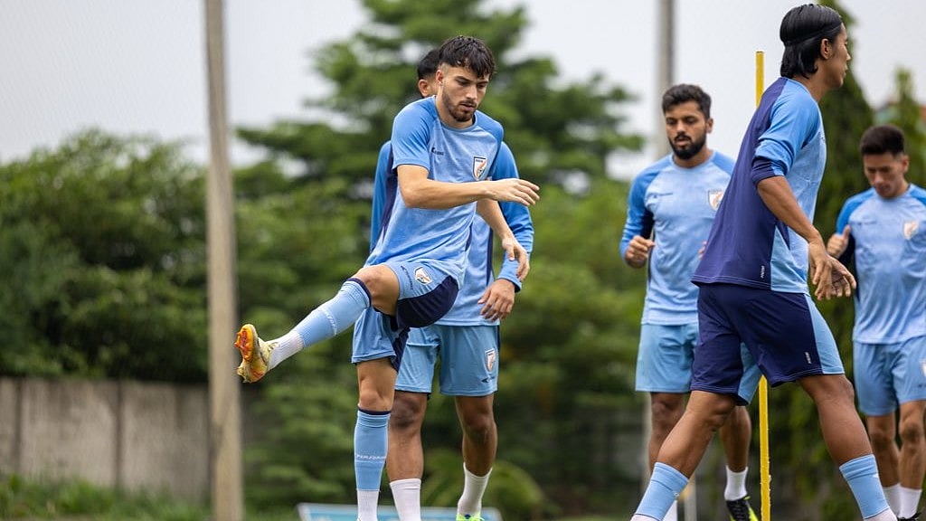 | Photo: X/IndianFootball : India's Suhail Bhatt in training ahead of the India vs Thailand, FIFA International Friendly match on 4 June.
