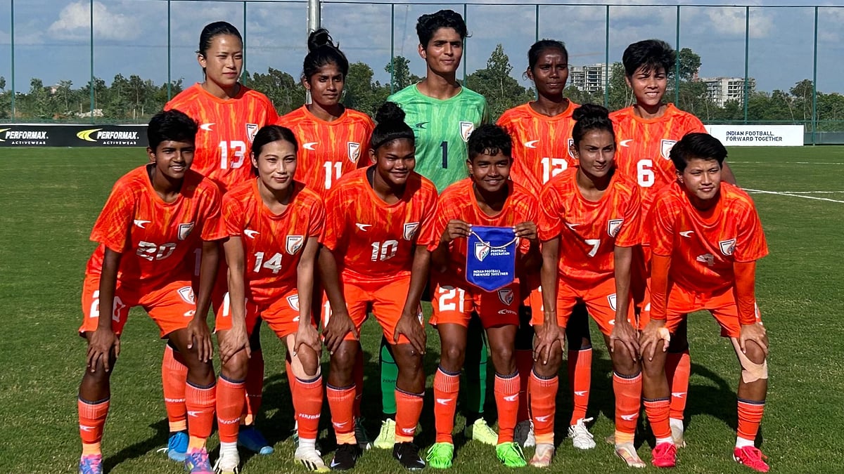 | Photo: X/IndianFootball : The Indian women's national team posing before the second FIFA women's international friendly against Uzbekistan.