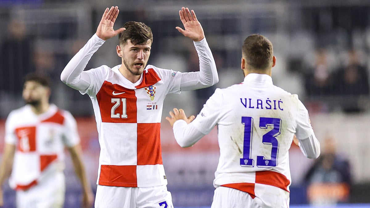 Petar Sucic (L) in action for Croatia