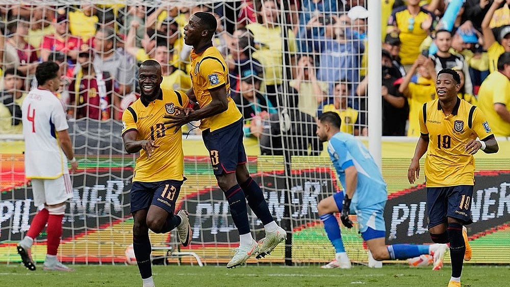 | Photo: AP/Dolores Ochoa : File photo of the Venezuela national football team in action agianst Ecuador.