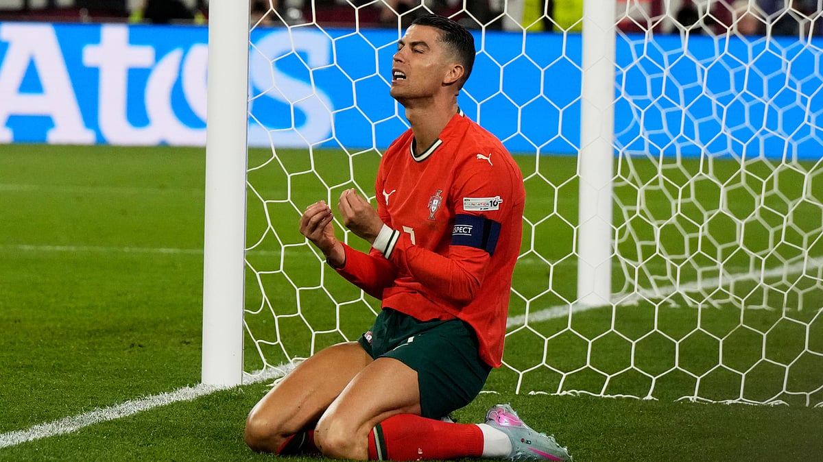 | Photo: AP/Martin Meissner : Portugal's Cristiano Ronaldo reacts after failing to score during the Nations League semifinal soccer match between Portugal and Germany at the Munich Football Arena, in Munich, Germany, Wednesday, June 4, 2025.