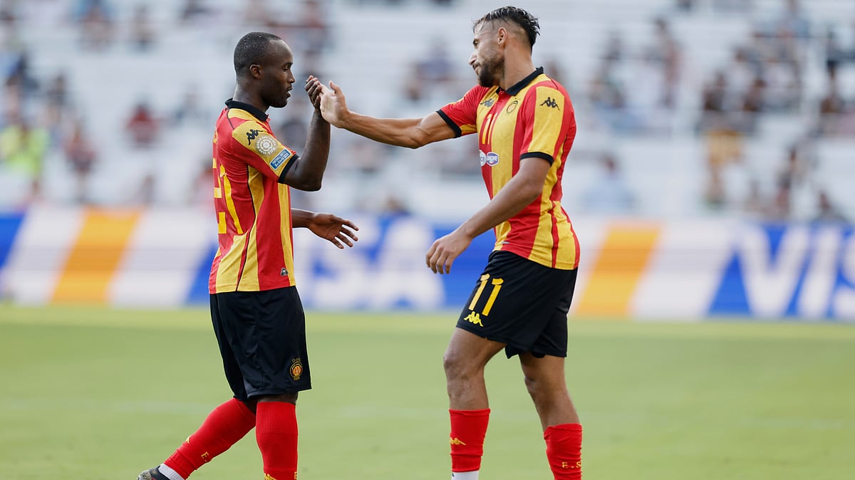 | Photo: AP/Johnnie Izquierdo : ES Tunis vs Chelsea, FIFA Club World Cup 2025: Youcef Belaïli celebrates after scoring with Abdramane Konate during the Club World Cup Group D soccer match between Los Angeles FC and ES Tunisie in Nashville, Tenn., Friday, June 20, 2025.
