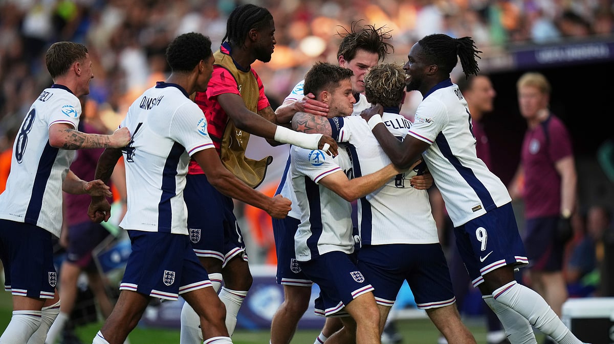 | Photo: AP/Petr David Josek : England U-21 vs Germany U-21: England's Harvey Elliott celebrates with teammates after scoring his side's second goal during the semi final soccer match between England and the Netherlands at the European U-21 Championship at the National football stadium in Bratislava, Slovakia, Wednesday, June 25, 2025. 