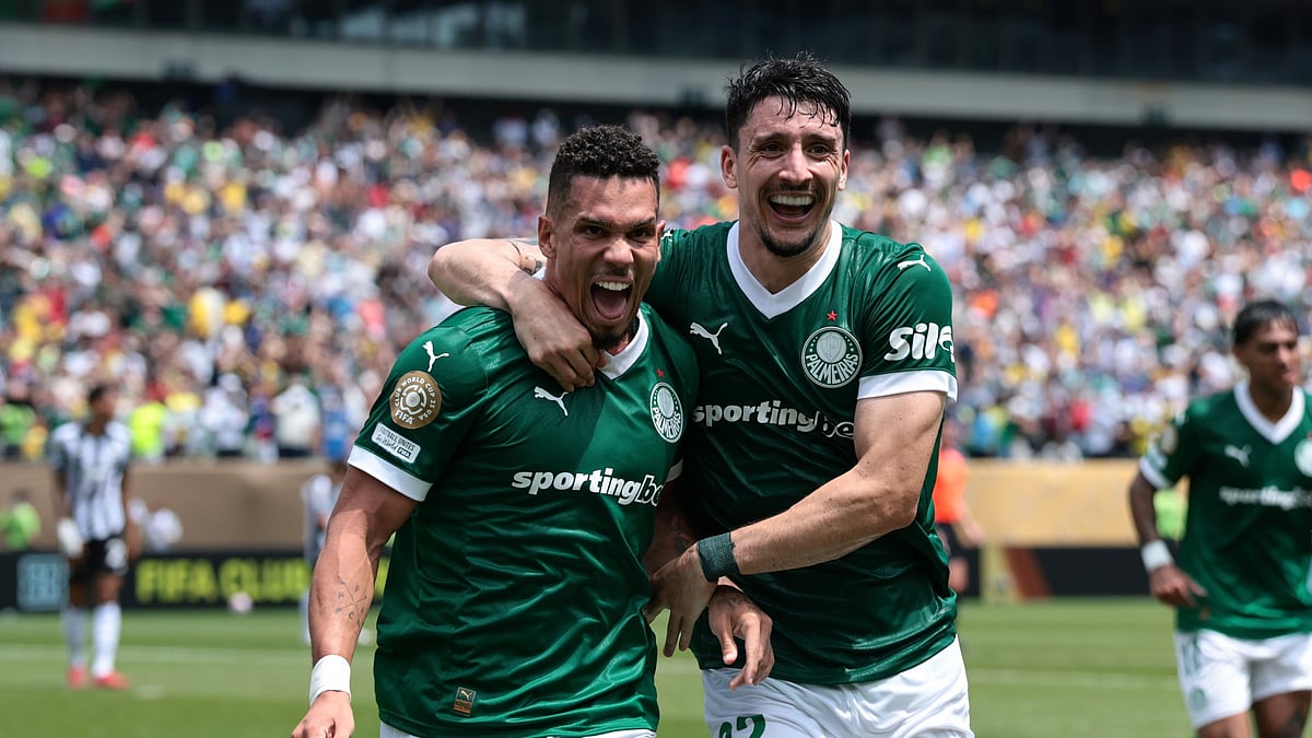 Paulinho celebrates Palmeiras' extra-time winner