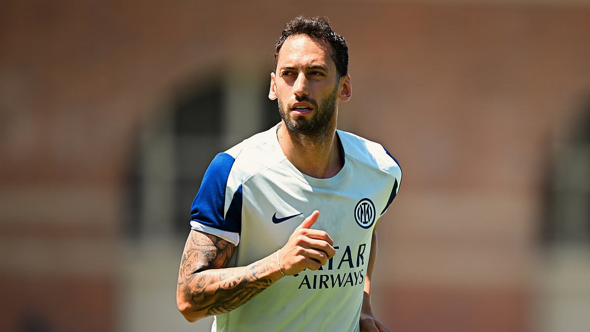 File : File photo of Hakan Calhanoglu in training for Inter Milan.