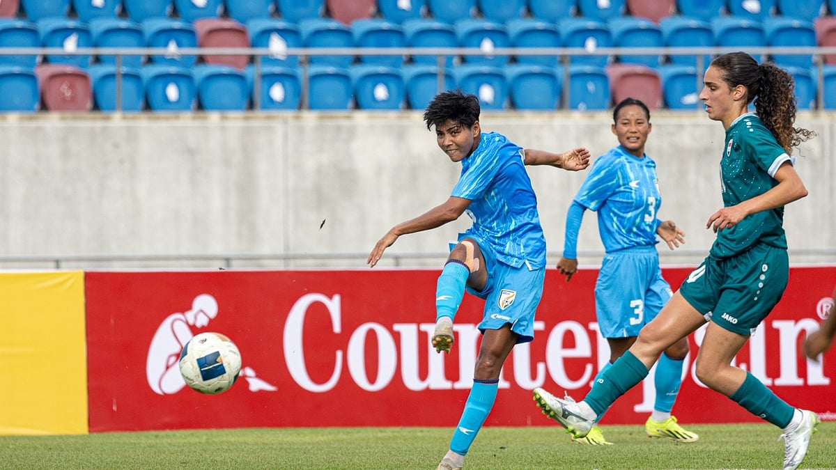 Photo: Indian Football : The Indian women's football team during a match in the AFC Women's Asian Cup Qualifiers 2026.