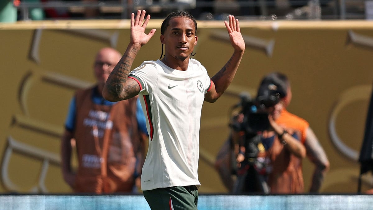 File : Fluminense vs Chelsea, FIFA Club World Cup 2025: Joao Pedro celebrates after scoring his second goal in the semi-final.