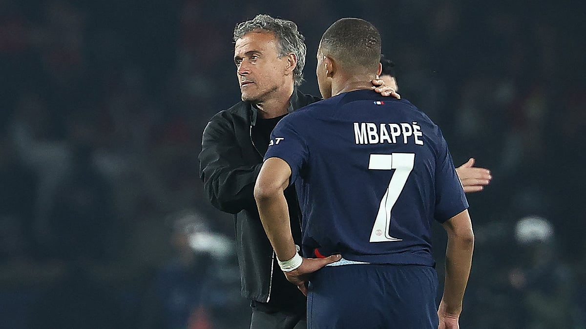 Luis Enrique and Kylian Mbappe