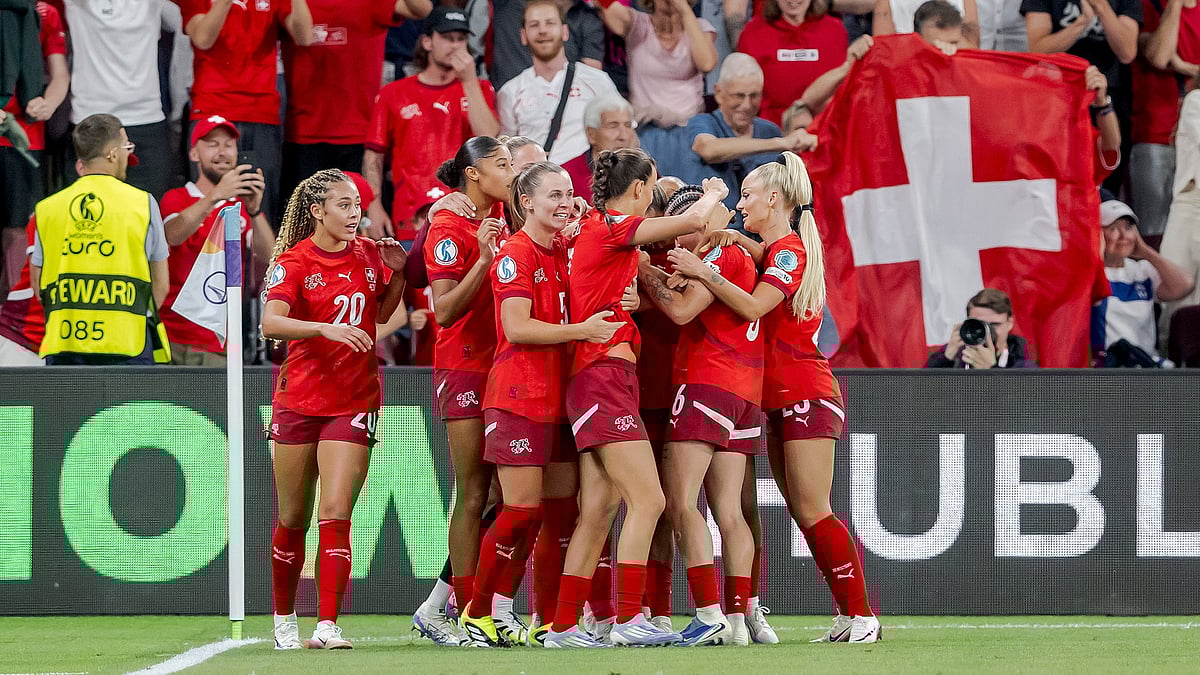 File : Spain vs Switzerland, UEFA Women's Euro 2025: Switzerland celebrate at Euro 2025.