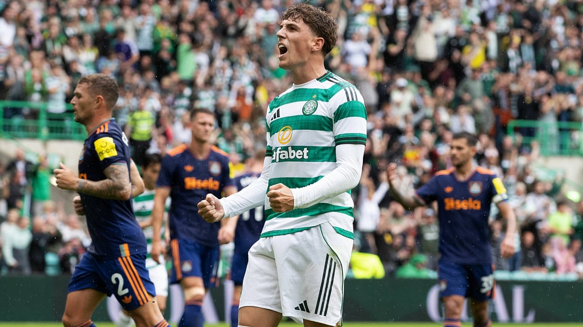 Arne Engels scored a penalty in Celtic's 4-0 win over Newcastle.