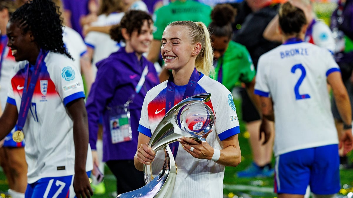 Chloe Kelly celebrates England's Euro 2025 success