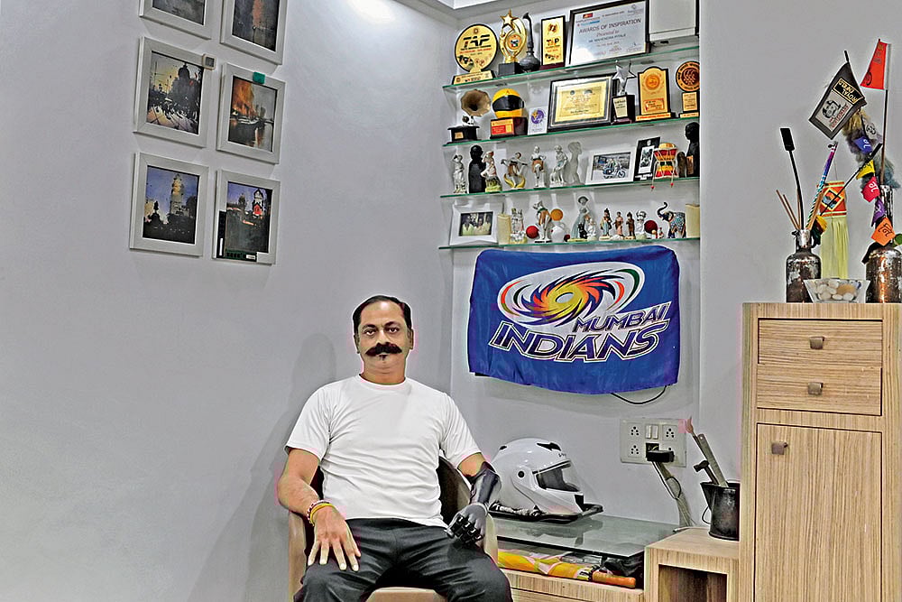 Photo: Indranil Aditya : Past, Present: Sculptor and art designer Mahendra Pitale was 33 at the time of the blasts