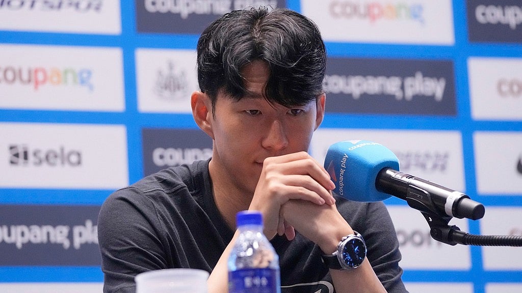 AP : Tottenham Hotspur's Son Heung-min reacts during a press conference ahead of a pre-season match against Newcastle United in Seoul.
