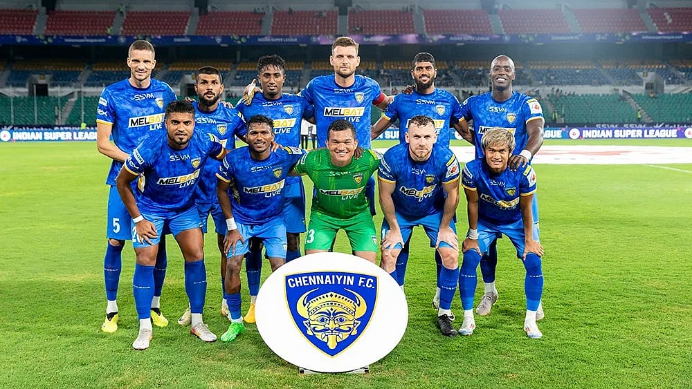 | Photo: FSDL/ISL : File photo of the Chennaiyin FC starting XI in an Indian Super League match against NorthEast United FC.