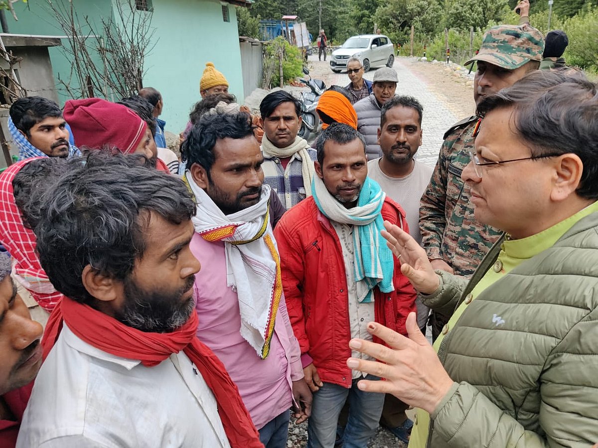 Uttarakhand CM Dhami interacting with locals after the disaster