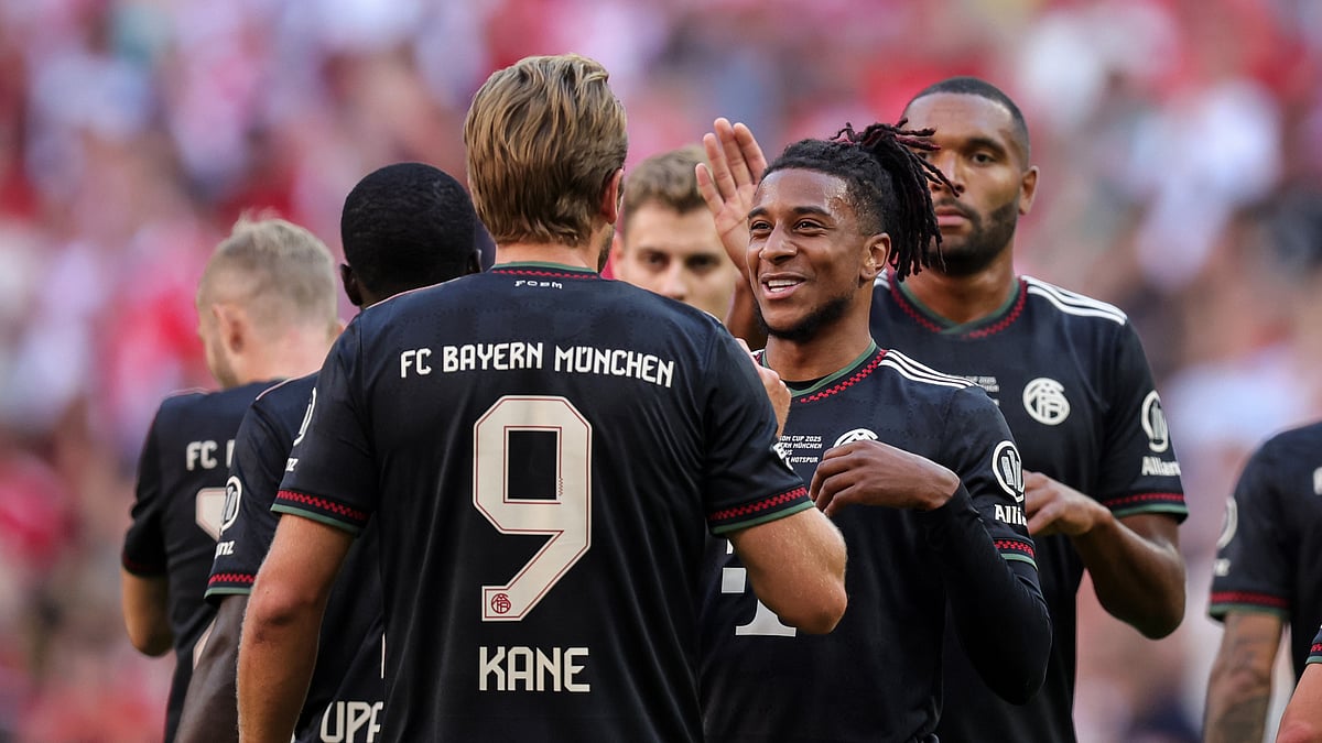 Harry Kane celebrates his goal against Tottenham.