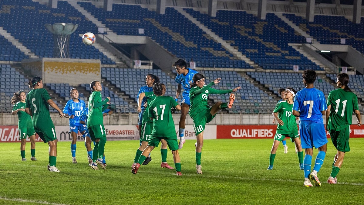 Photo: X | Indian Football Team : India Vs Turkmenistan match in the AFC U20 Women’s Asian Cup Qualifiers.