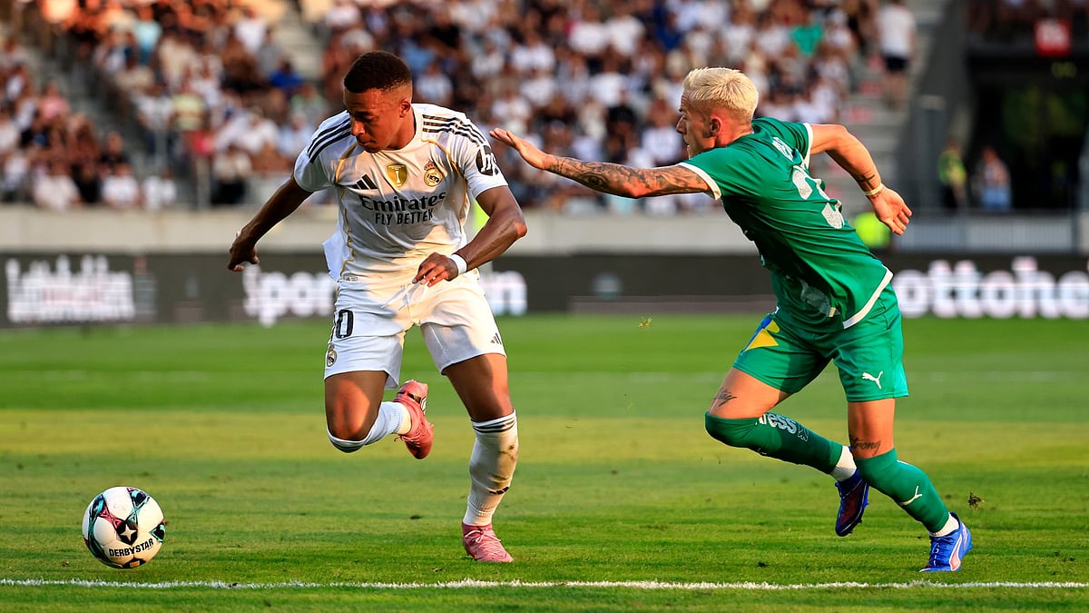WSG Tirol vs Real Madrid: Kylian Mbappe in action for Real Madrid in the pre-season friendly.