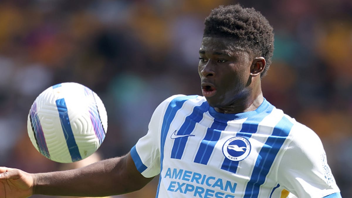 File : File photo of Carlos Baleba in action for Brighton.