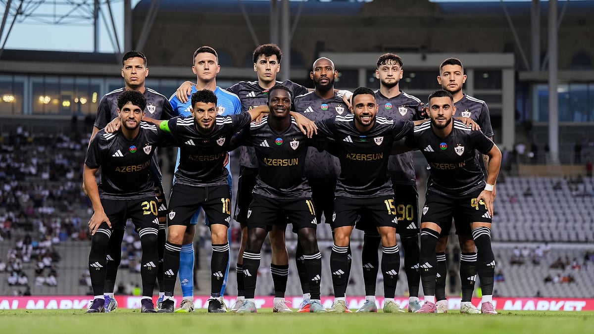 | Photo: X/FKQarabagh : Qarabag vs Shkendija, UEFA Champions League 2025-26 Qualifiers: Qarabag FK squad poses for a photo ahead of the first leg match.