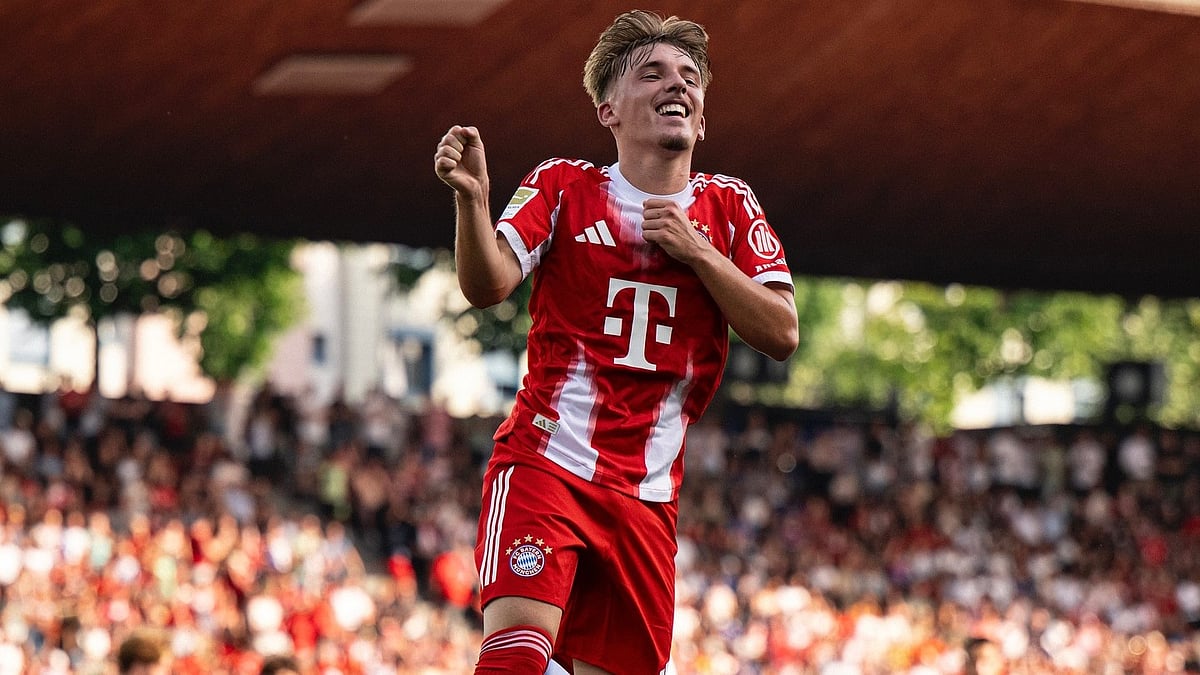 | Photo: Instagram/fcbayern : Grasshoppers vs Bayern Munich: Lennart Karl celebrates after scoring in the pre-season friendly match in Zurich.