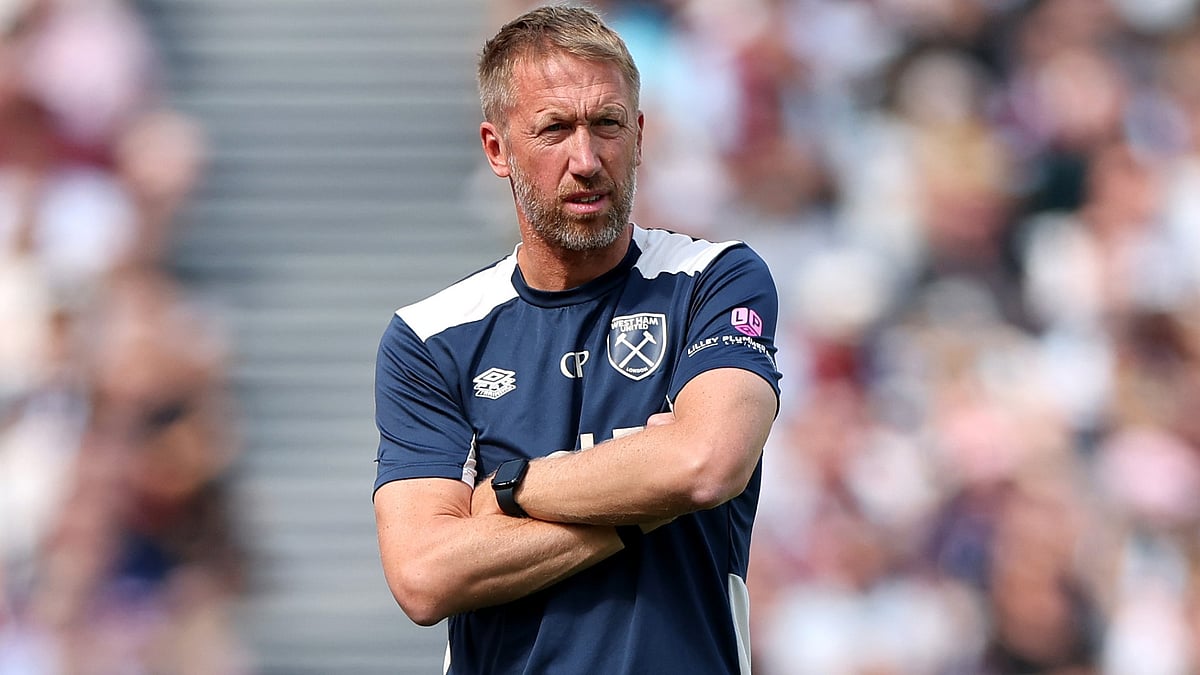 File : File photo of Graham Potter in charge of West Ham United.