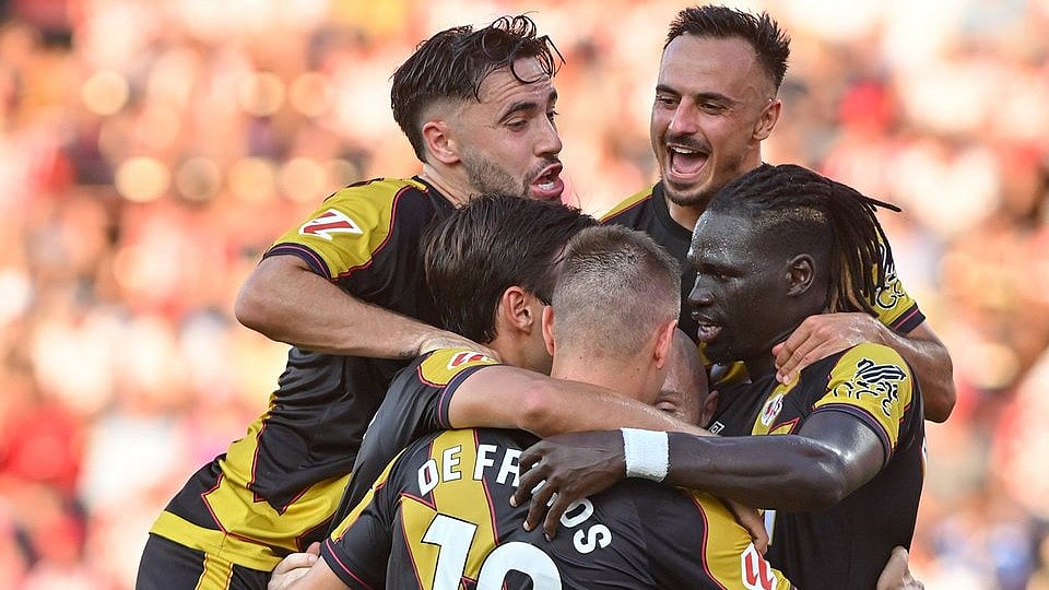 | Photo: Instagram/rayovallecano : Girona vs Rayo Vallecano, La Liga 2025-26: Rayo players celebrate after scoring in the Matchday 1 fixture against Girona.